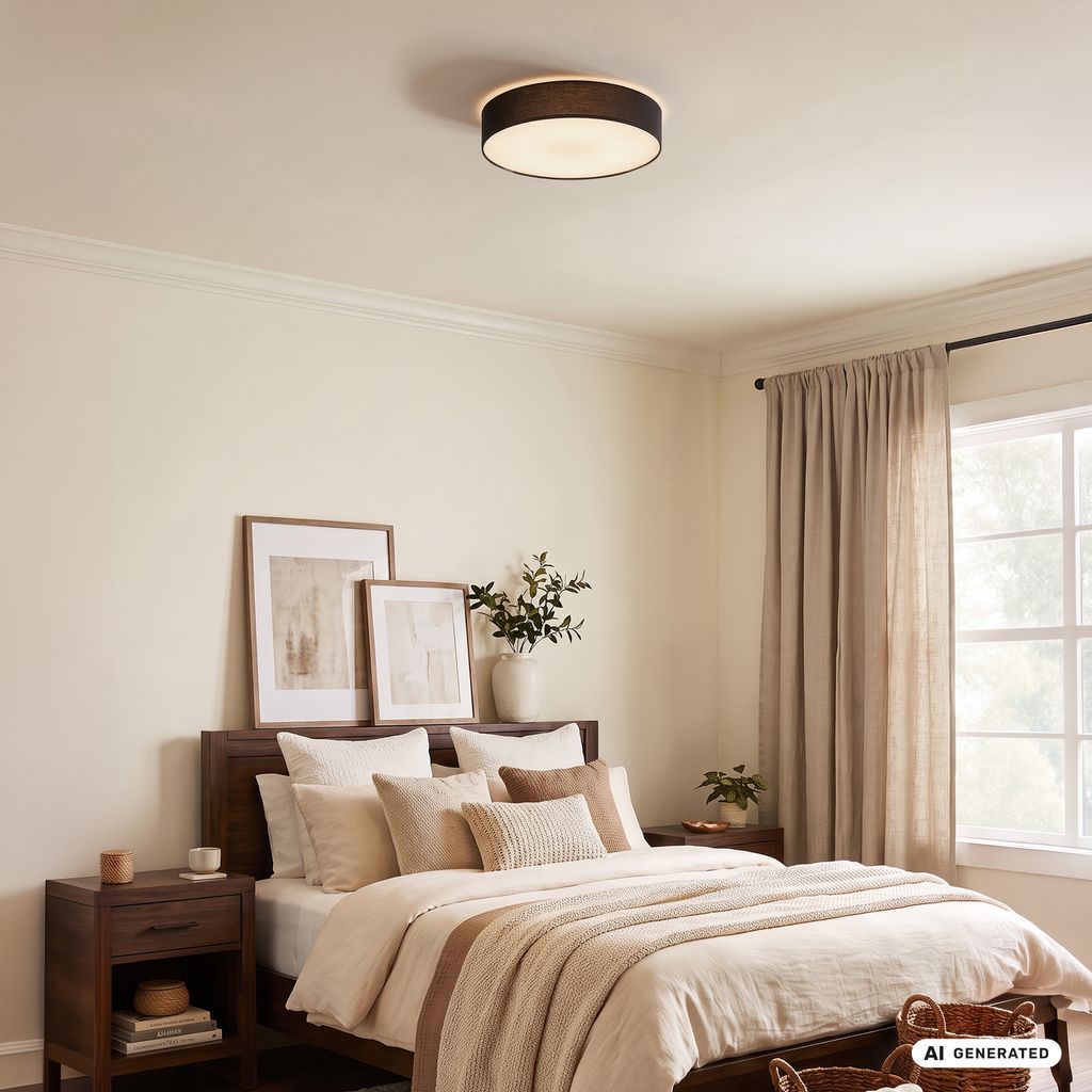 Duck Deckenlampe Ø38 cm - 24W, 2600lm, LED, Warmweiß, Stoffschirm, Taupe