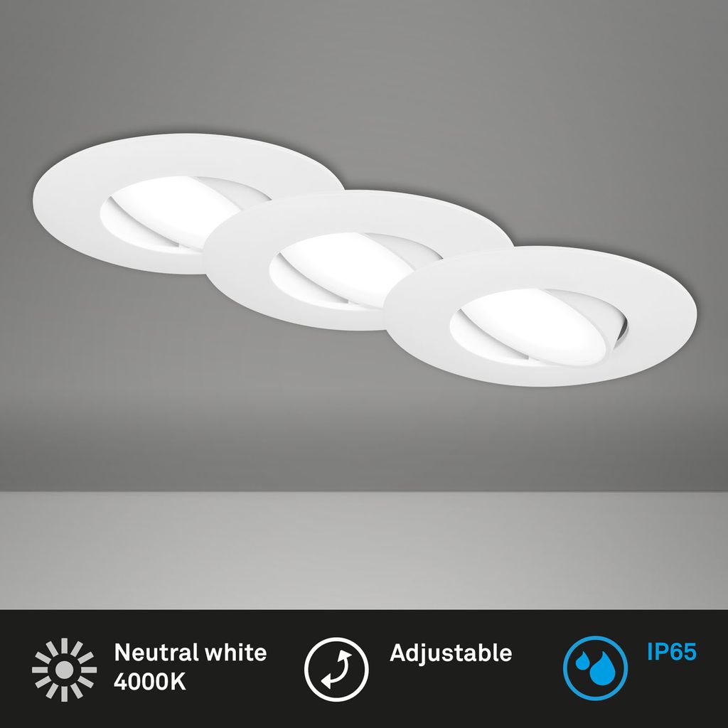 3 Set LED -verzamellamp, 9 cm, 4,9 W, 480lm, wit