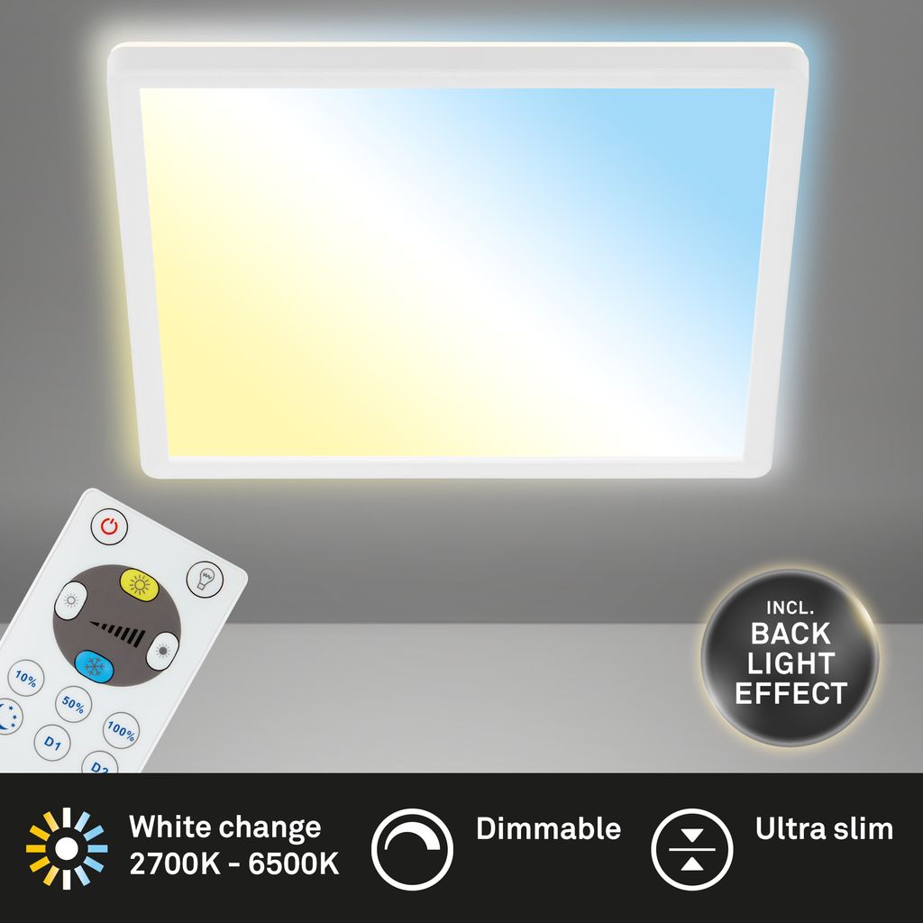 LED Panel Dimmbar Fernbedienung Ultraflach CCT 18W weiß Kunststoff Briloner 2