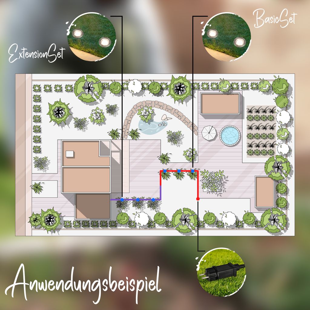 CONNECT TO SHINE Erweiterungsset Tilia mit 3er Set LED Bodeneinbaustrahler, IP67