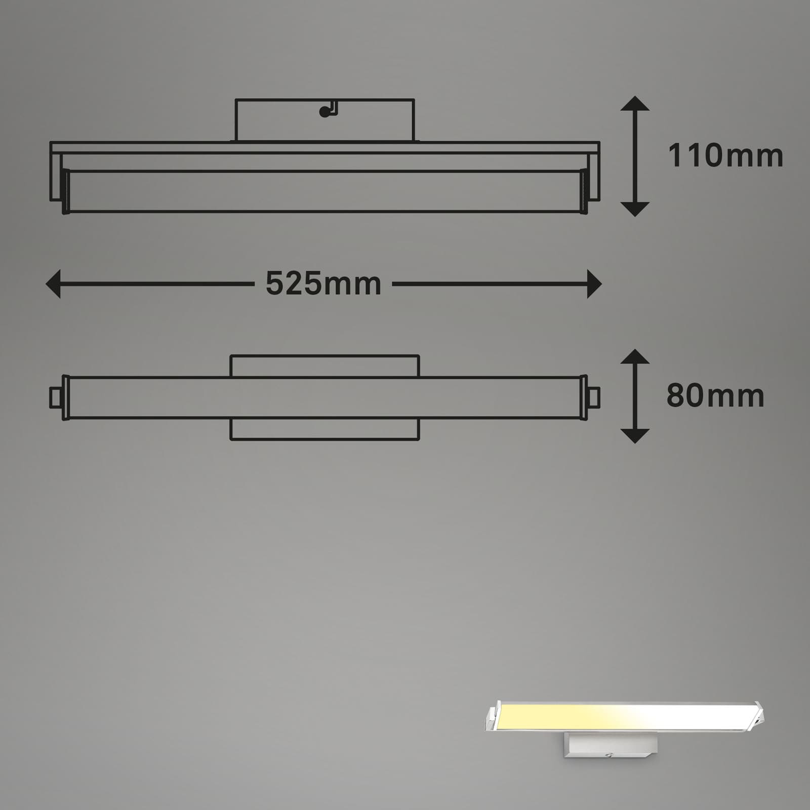 LED Wandleuchte, mit CCT LED Panel, dimmbar 52,5 cm, 15 W, matt-nickel-chrom