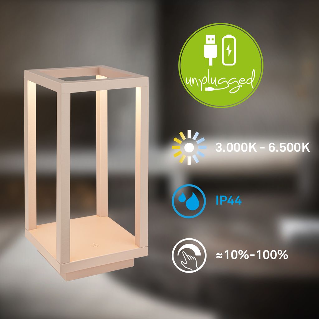 Laer Tischleuchte - 1,8W, 50lm, Kabellos, LED, Dimmbar, Touch, CCT, Beige