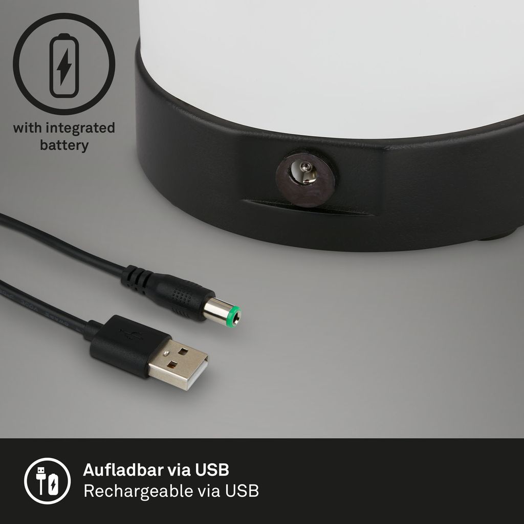LED Akku Tischleuchte Ø12,5 cm, LED-Modul,  3W, 350 lm, schwarz