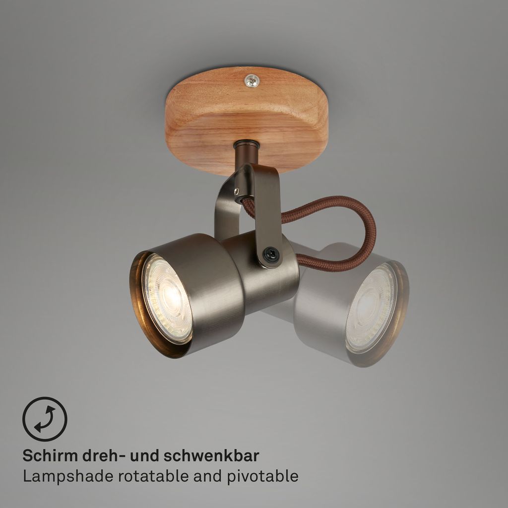 Briloner Tahun Wandleuchte, schwenkbar, warmweißes Licht, Antik-Grau