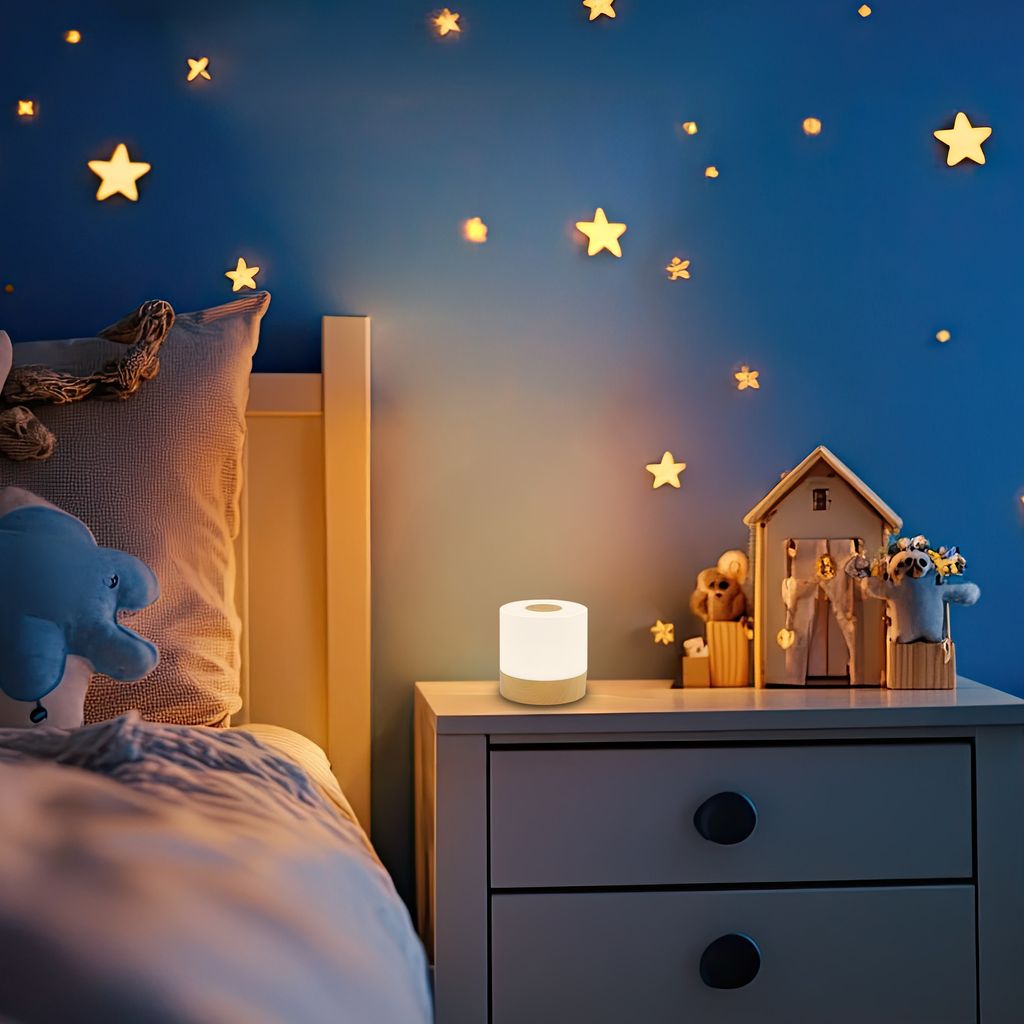 Tischleuchte - 2W, 150lm, kabellos, led, dimmbar, warmweiß, holzfarbig