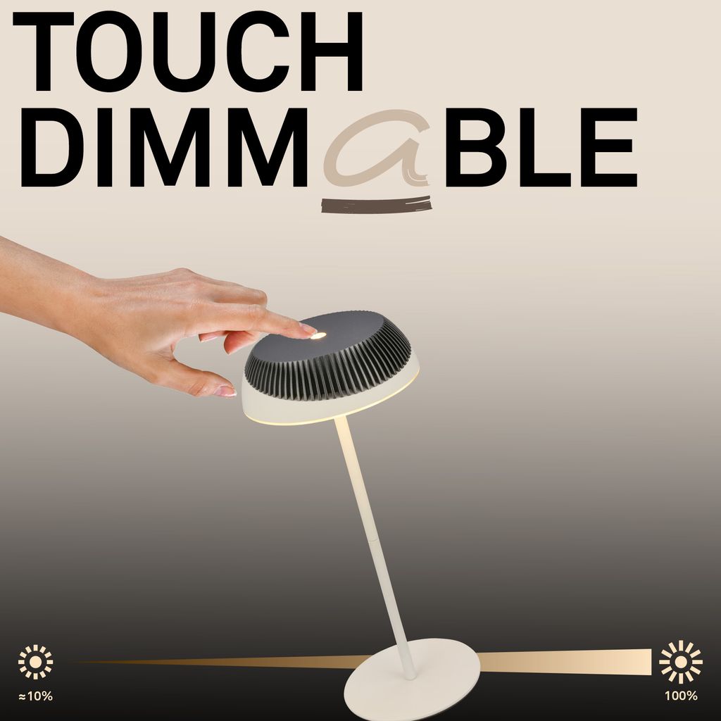 Alusta Tischleuchte - 2W, 200lm, Akku, LED, Touch, Dimmbar, Anthrazit metallic, Warm Grey