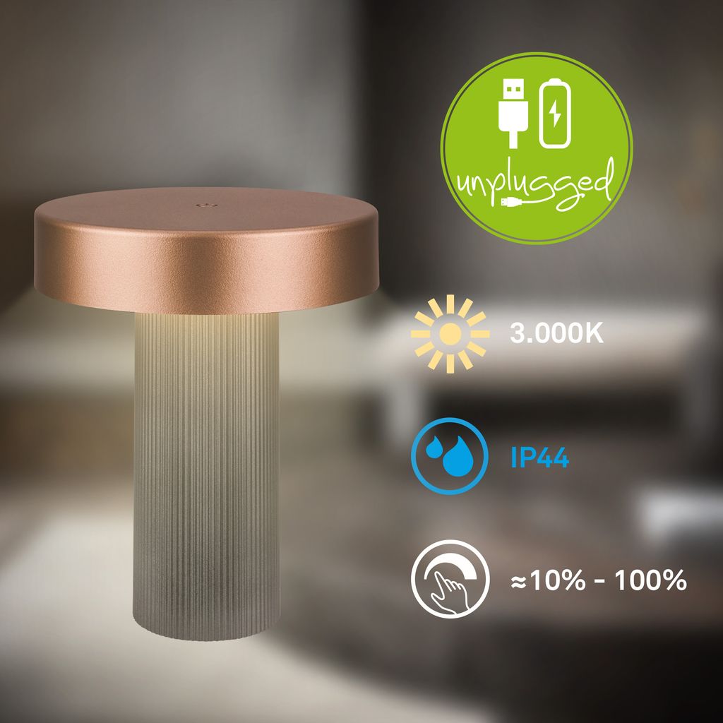 Bito Table Lamp - 3W, 300lm, Cordless, LED, Dimmable, Warm White, Metallic Anthracite