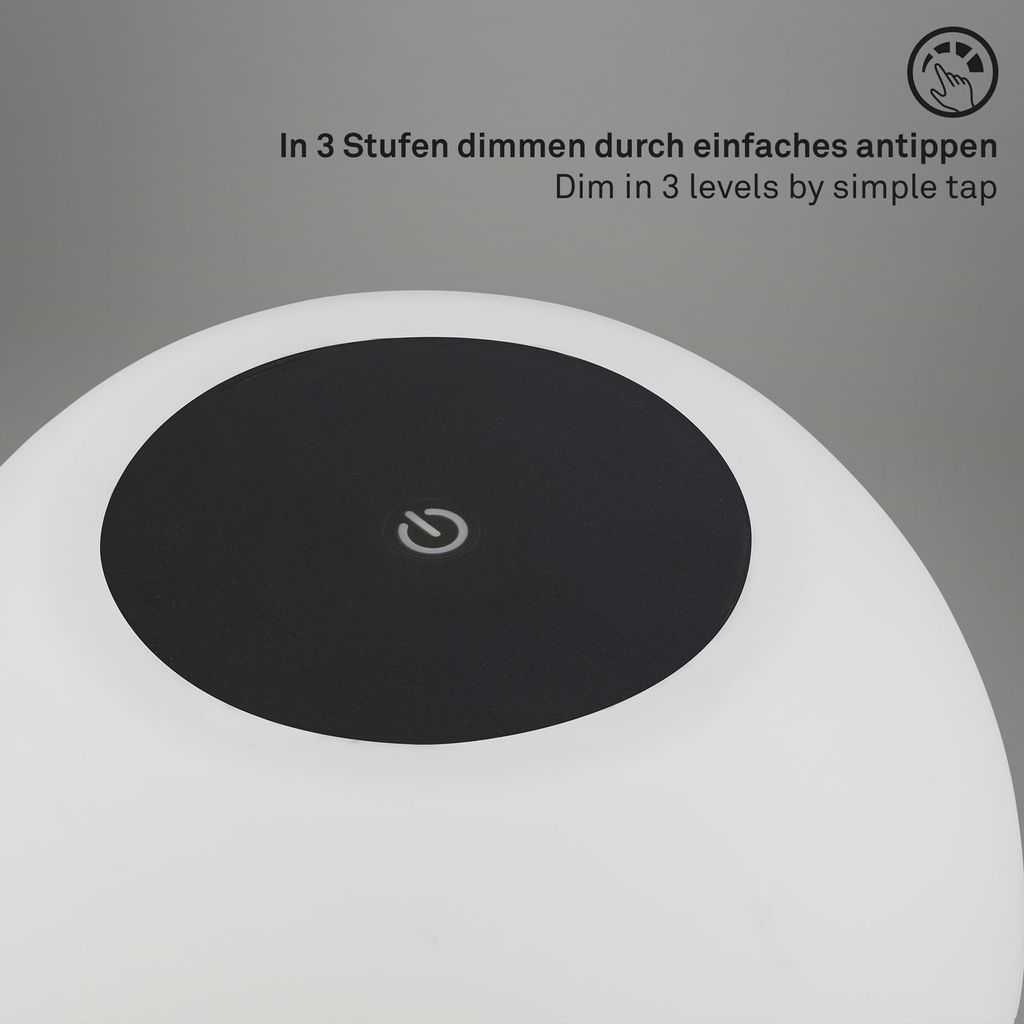 LED Akku Tischleuchte, Ø16 cm, LED-Modul,  3W, 350 lm, schwarz