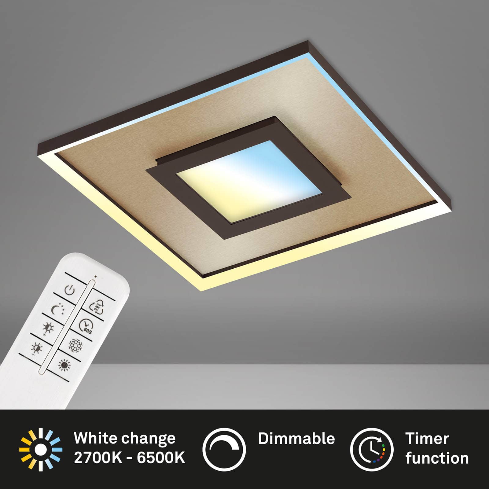 CCT LED Deckenleuchte, 50 cm, 30 W, 3600 lm, Gold-Braun | Wandleuchten