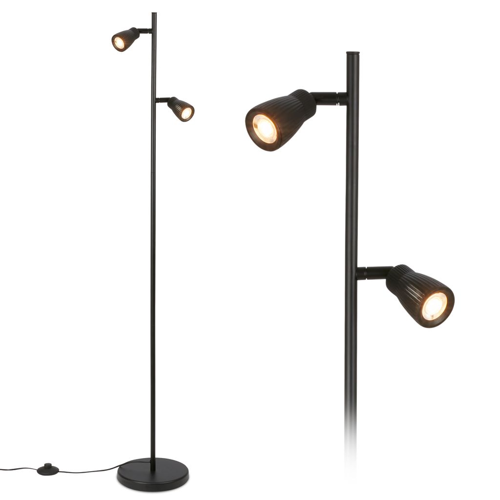 Riff Stehlampe 141,5 cm - Schwenkbar, Schalter, LED, Schwarz