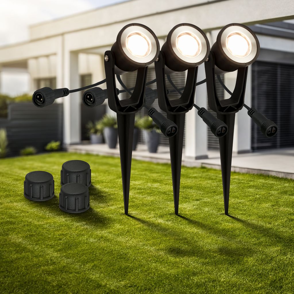 CONNECT TO SHINE Erweiterungsset Lilis mit 3er Set LED Gartenstrahler, IP65