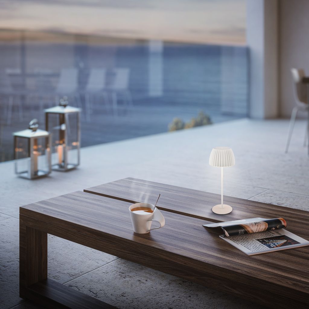 Riffle LED Tischlampe Akku Tischleuchte Höhenverstellbar Dimmbar Kabellos Weiß 7