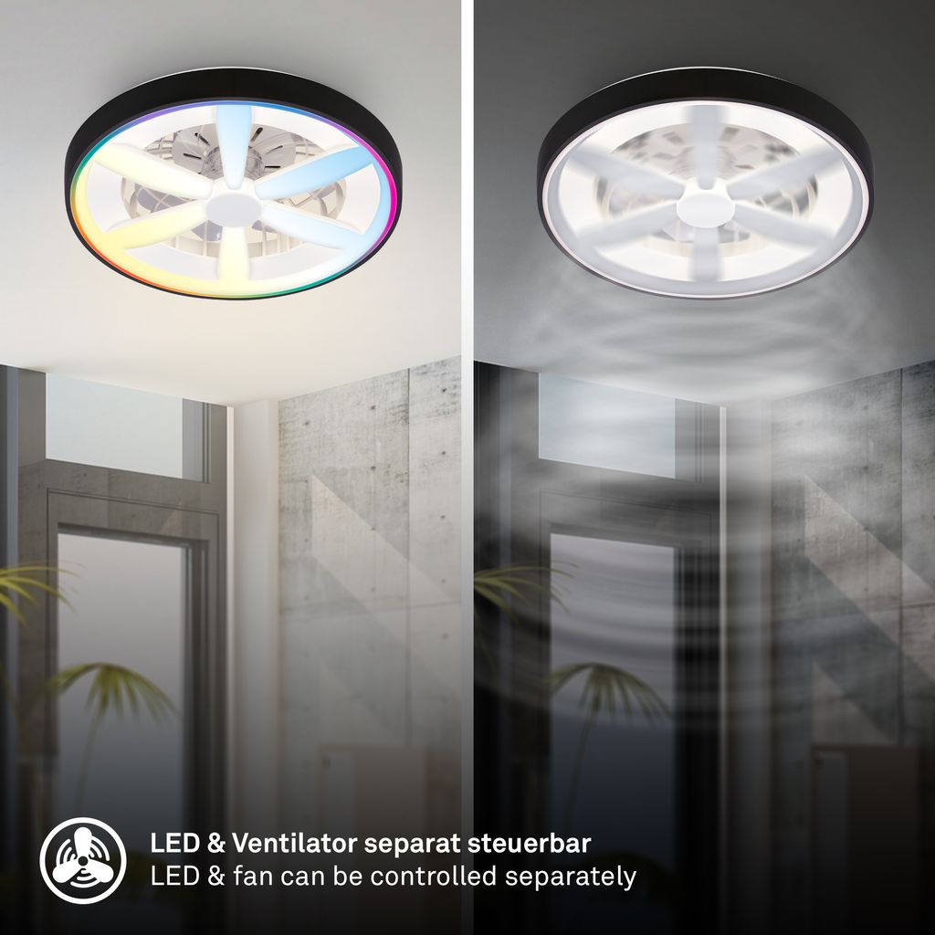 Deckenventilator mit Beleuchtung Fernbedienung Ventilator Dimmbar RGBIC CCT 2