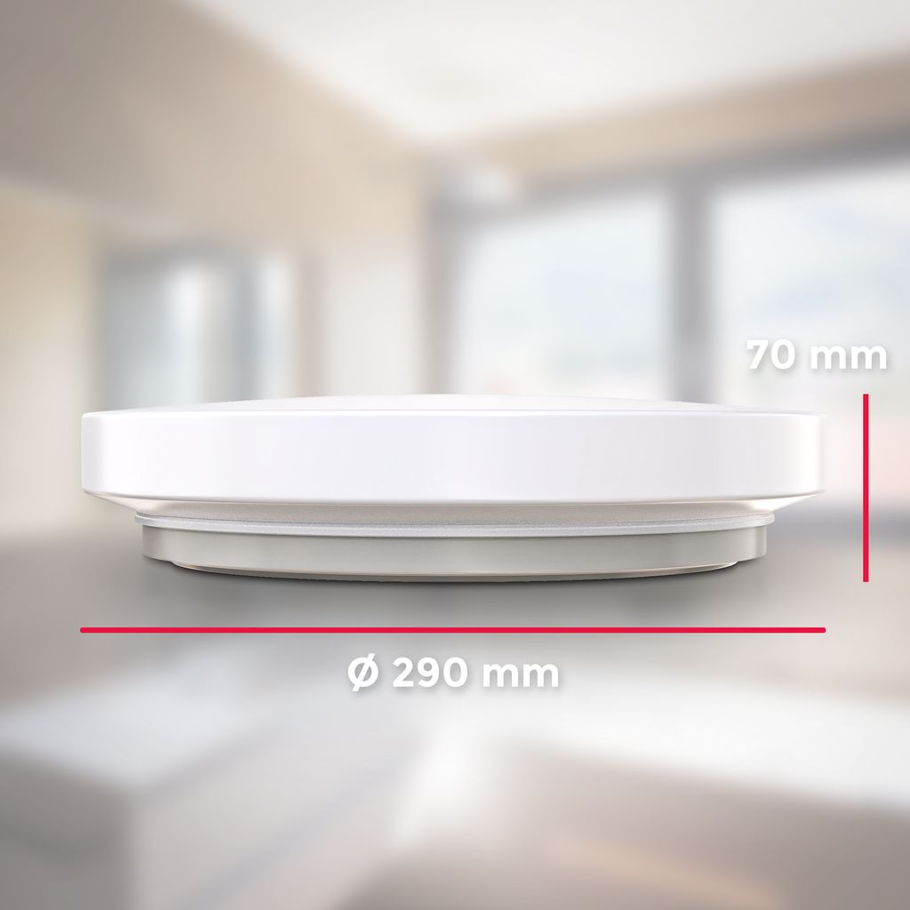 B.K.Licht LED Bathroom Ceiling Light, Built-in 12W LED Board, 1200lm, Neutral White 4000K, Ø11.4in/29cm, IP44 Splash Water Protection, Modern Light Fitting, Flush Mount Ceiling Lamp