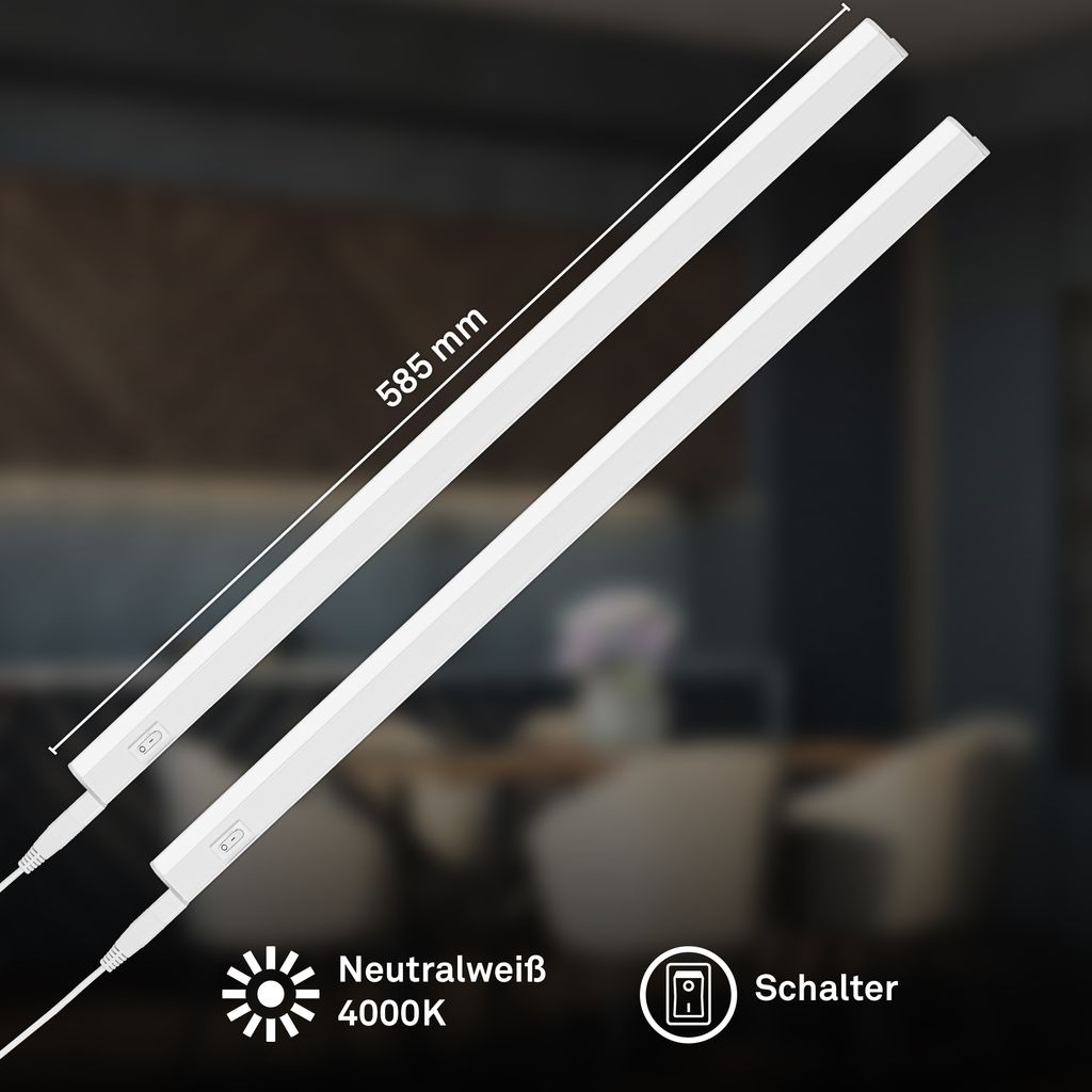Took 2er Set Unterbauleuchte - 8W, 800lm, mit Stecker, LED, Neutralweiß, Weiß