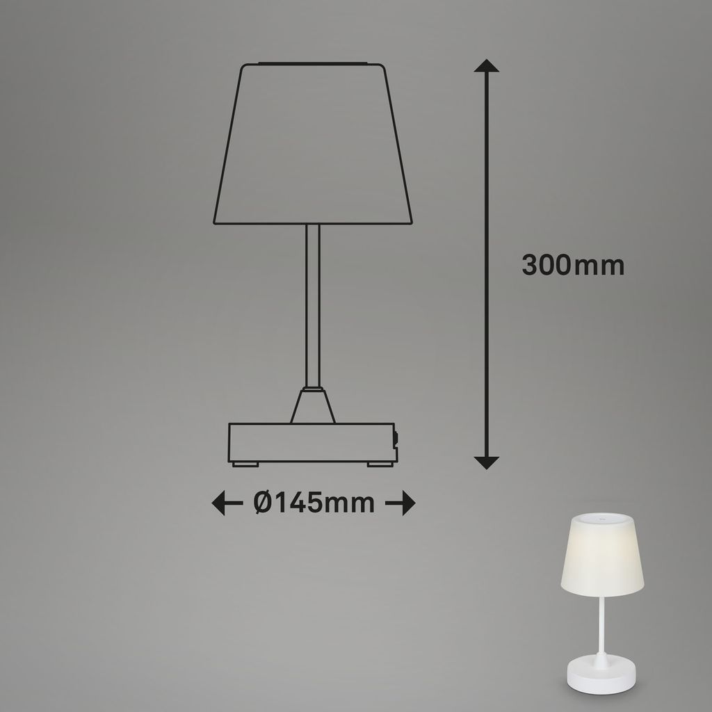 Touch LED External Table Light, Ø30 cm, LED -module, 3 W, 340 lm, wit