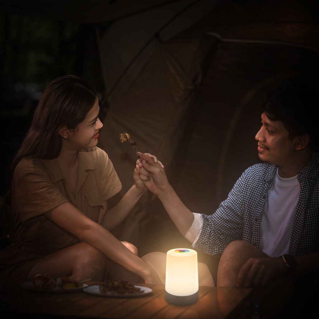 LED Tischlampe Akku LED Tischleuchte Dimmbar Kabellos Touch Terrasse RGB+W 2