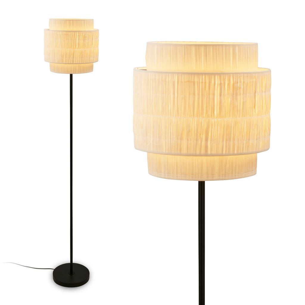 Briloner Papper Stehlampe, Bastschirm, Ein/Aus Fußtaster, Natur