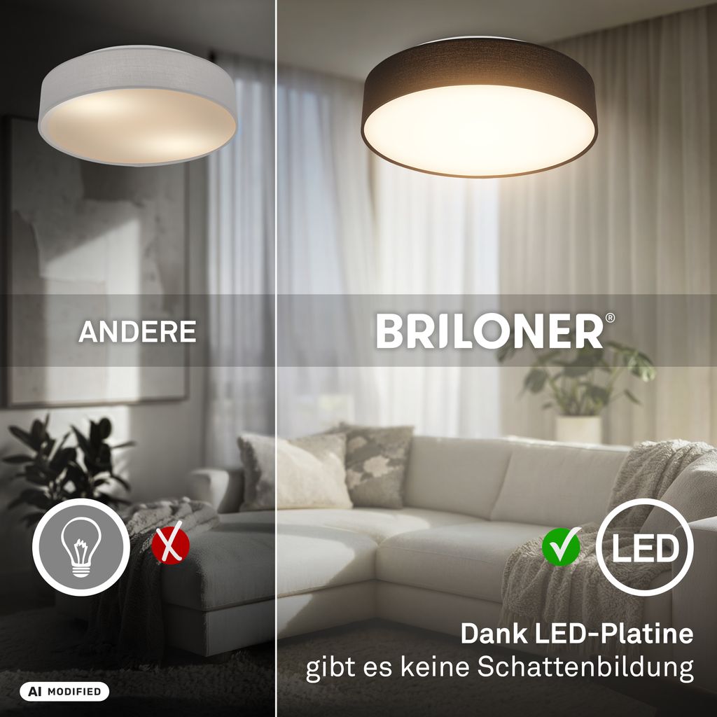 Duck Deckenlampe Ø38 cm - 24W, 2600lm, LED, Warmweiß, Stoffschirm, Schwarz