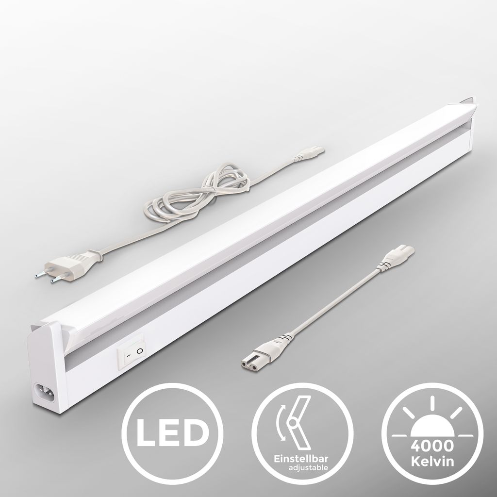 LED Unterbauleuchte - 8,5W, 1000lm, LED, Schalter, Stecker, neutralweiß, weiß