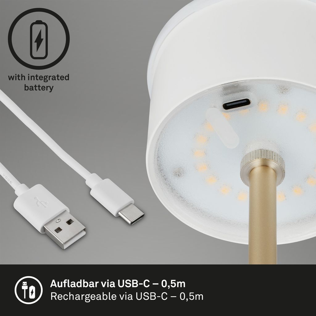 LED Akku-Tischleuchte Tischlampe verstellbar IP44 braun gold RGB innen außen 5