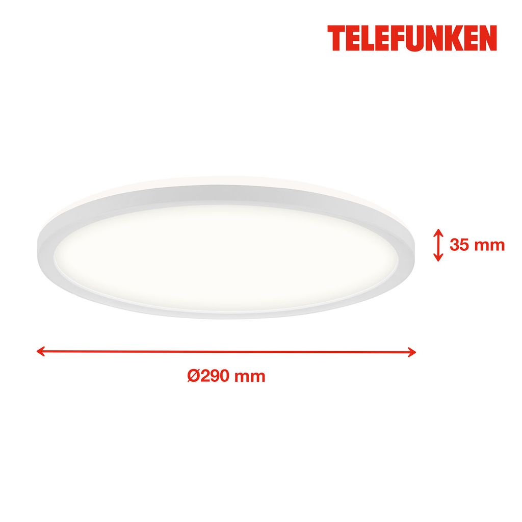 LED Bad-Deckenleuchte, Ø29 cm, LED, 18 W, 2400 lm, weiß