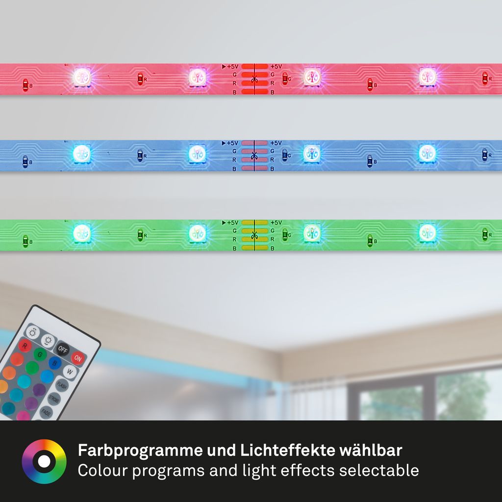 Briloner LED Strip 30m, télécommande, modes de couleur RGB, blanc
