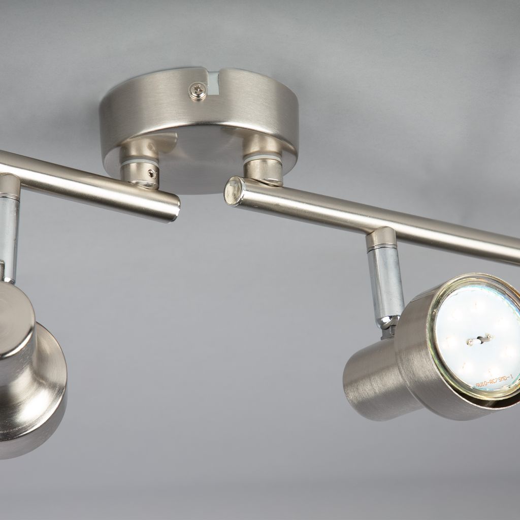 LED Deckenstrahler ? 4-flammig, schwenkbar, GU10, 12W, warmweiß, Matt-Nickel