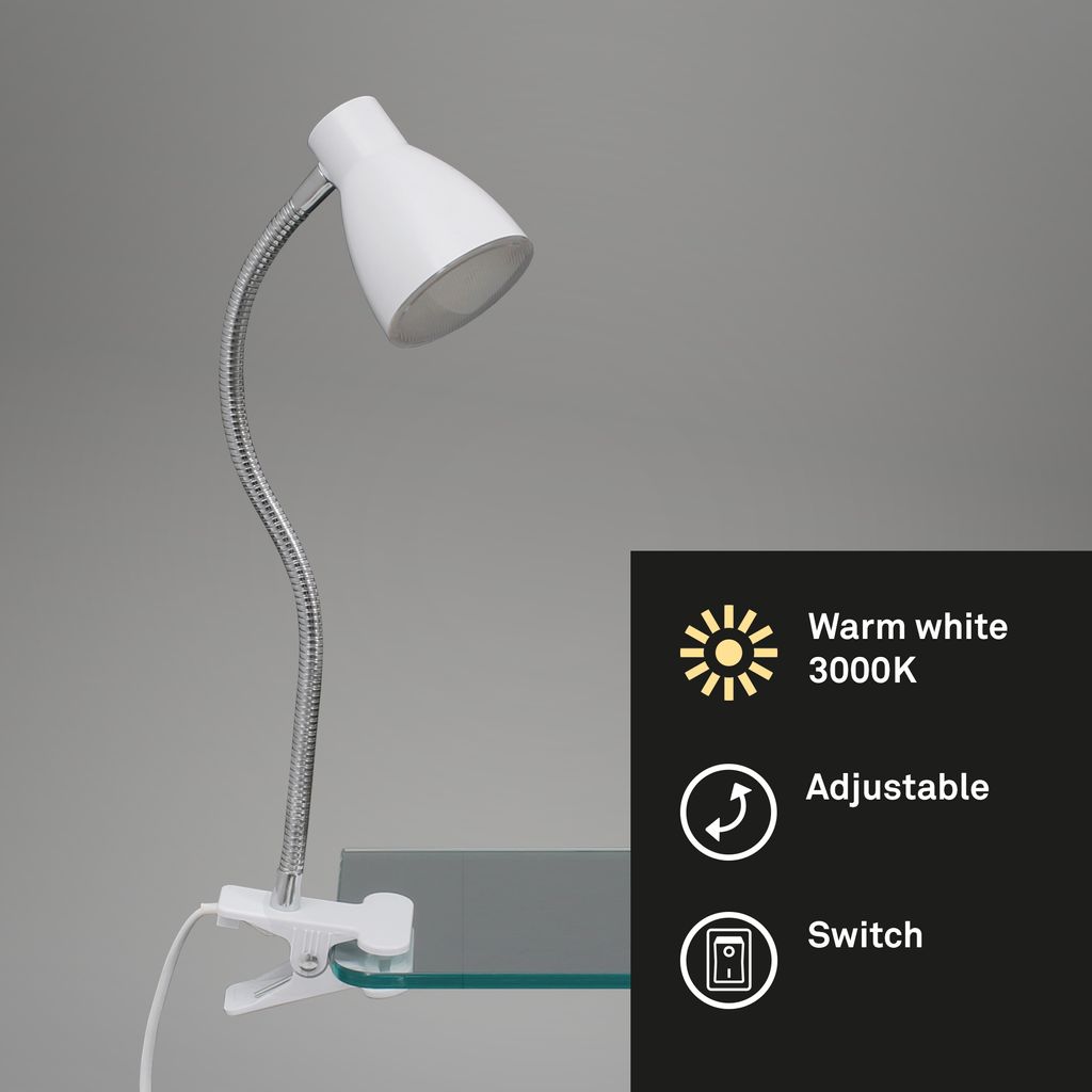 LED Klemmleuchte 28,5 cm 2,5W 250lm weiß