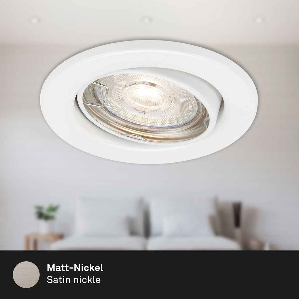 LED Einbauleuchte 3er Set dimmbar schwenkbar IP23 GU10 Ø8.8cm 5W Weiß Briloner 5