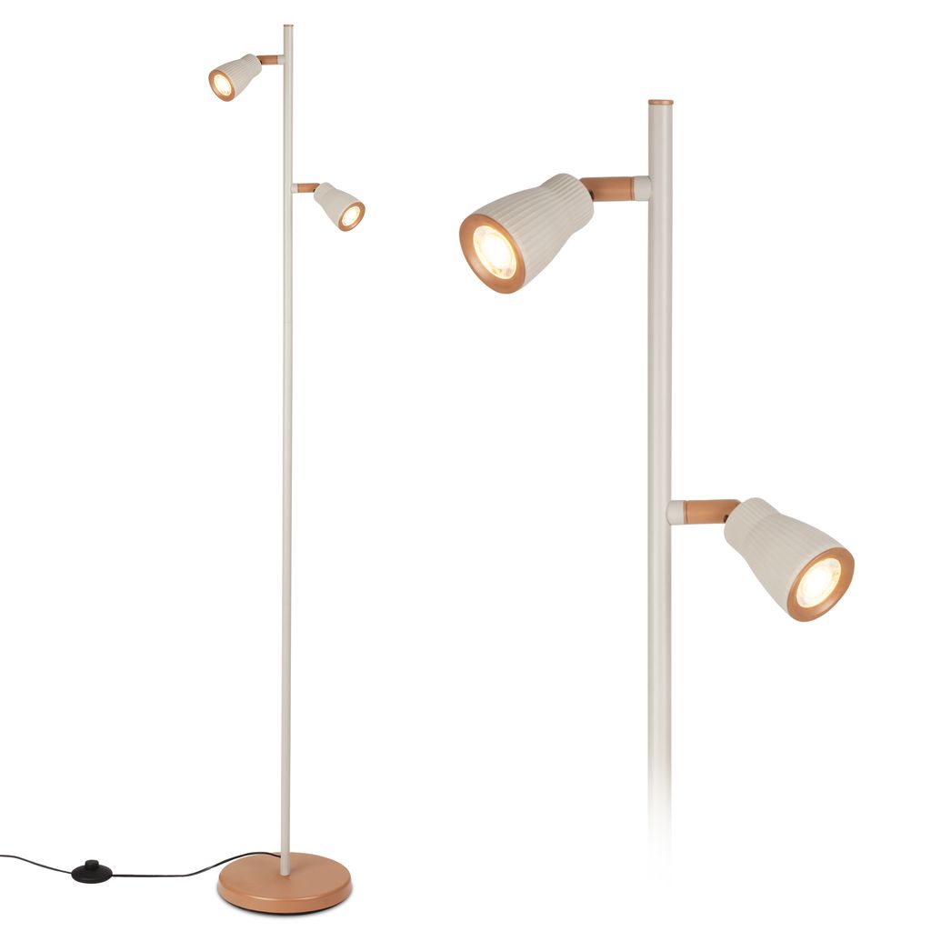 Riff Stehlampe 141,5 cm - Schwenkbar, Schalter, LED, Warmweiß, Warm Grey-Coffee
