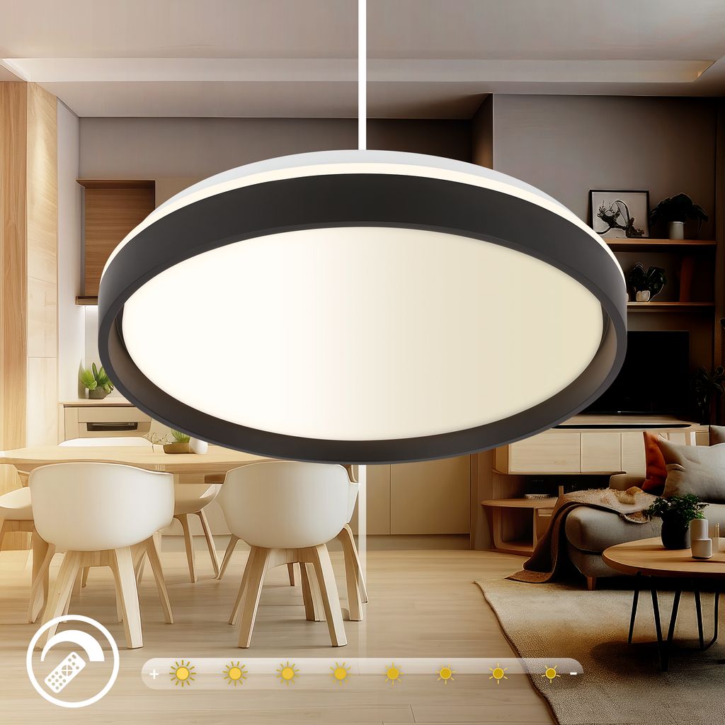 Jus Deckenlampe Ø48 cm - 44W, 4800lm, LED, Dimmbar, Fernbedienung, RGBIC, CCT, Schwarz-Weiß