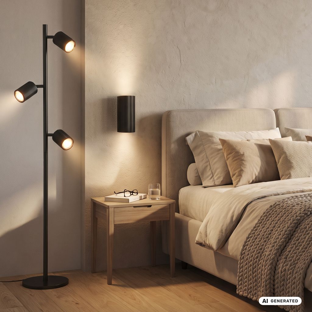 Ida Stehlampe - Schalter, Schwenkbar, GU10 Fassung, max. 9W, Schwarz