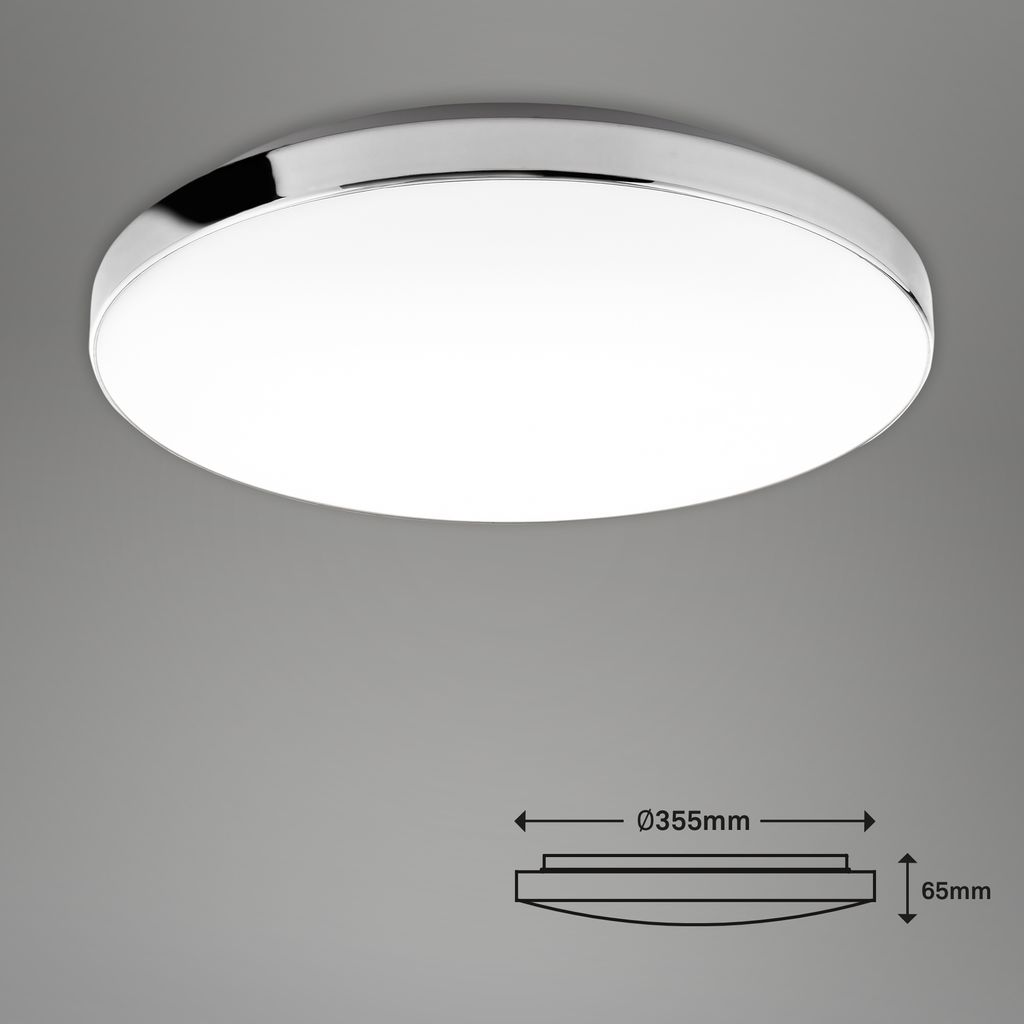 Badezimmerleuchte Badlampe IP44 4000K Ø35.5cm 1700lm 18W weiß-chrom Briloner 4