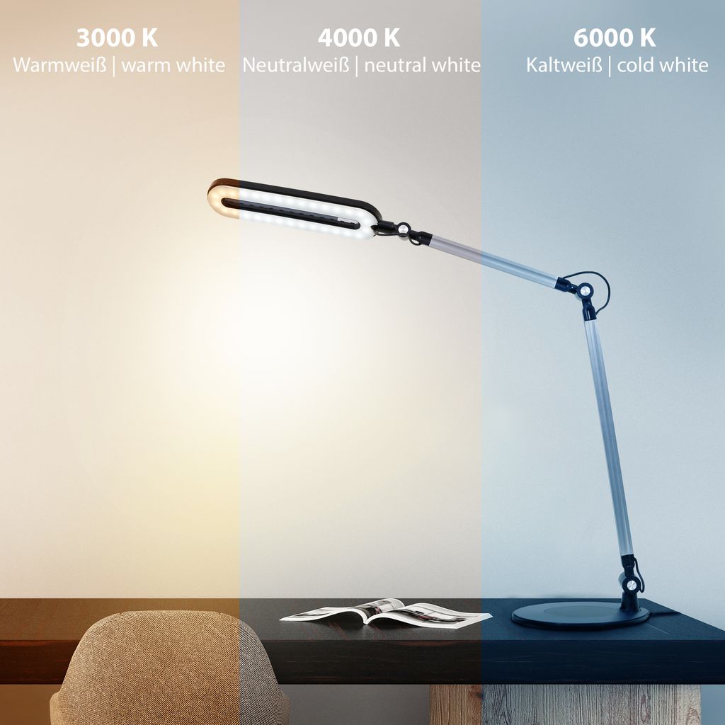 CCT LED Tischleuchte, 51 cm, 6,6 W, Schwarz
