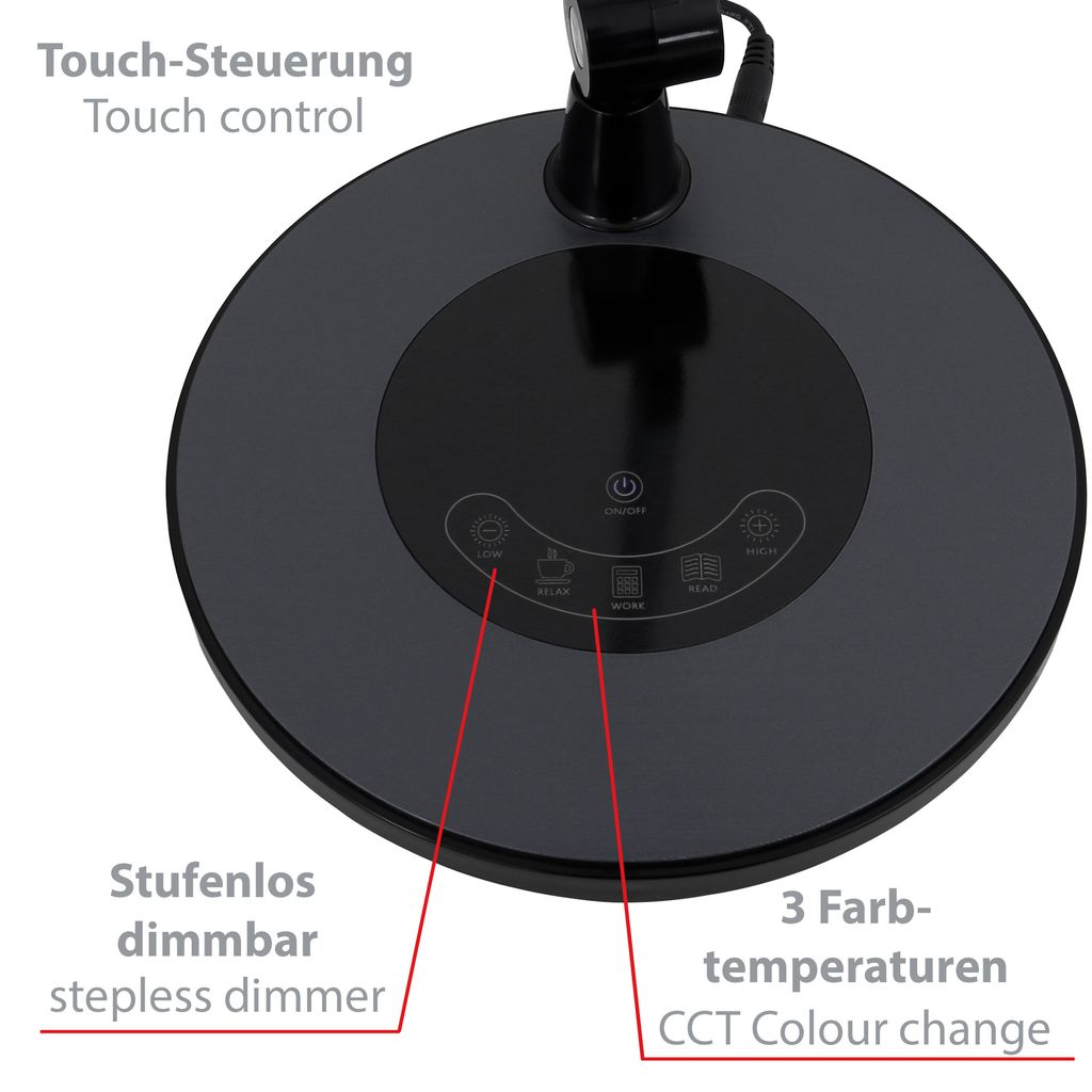 CCT LED Tischleuchte, 51 cm, 6,6 W, Schwarz