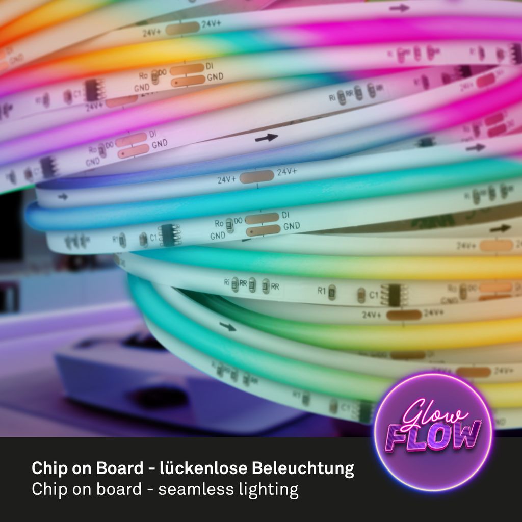 COB LED Stripe 3m RGB Leiste Lichtband Fernbedienung Selbstklebend Kürzbar Deko 5