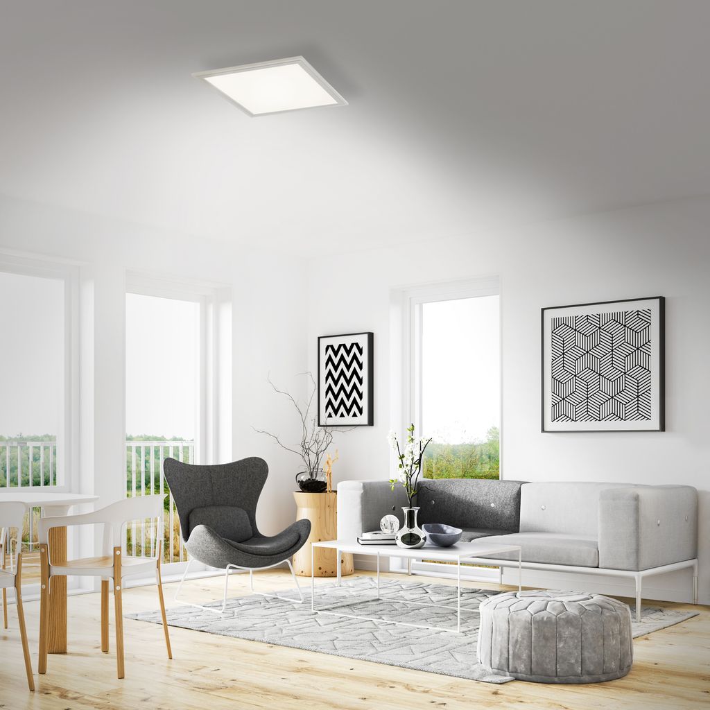 Briloner Simple LED Deckenleuchte, LED Panel Flach, Eckig, 29,5x29,5 cm, Weiß