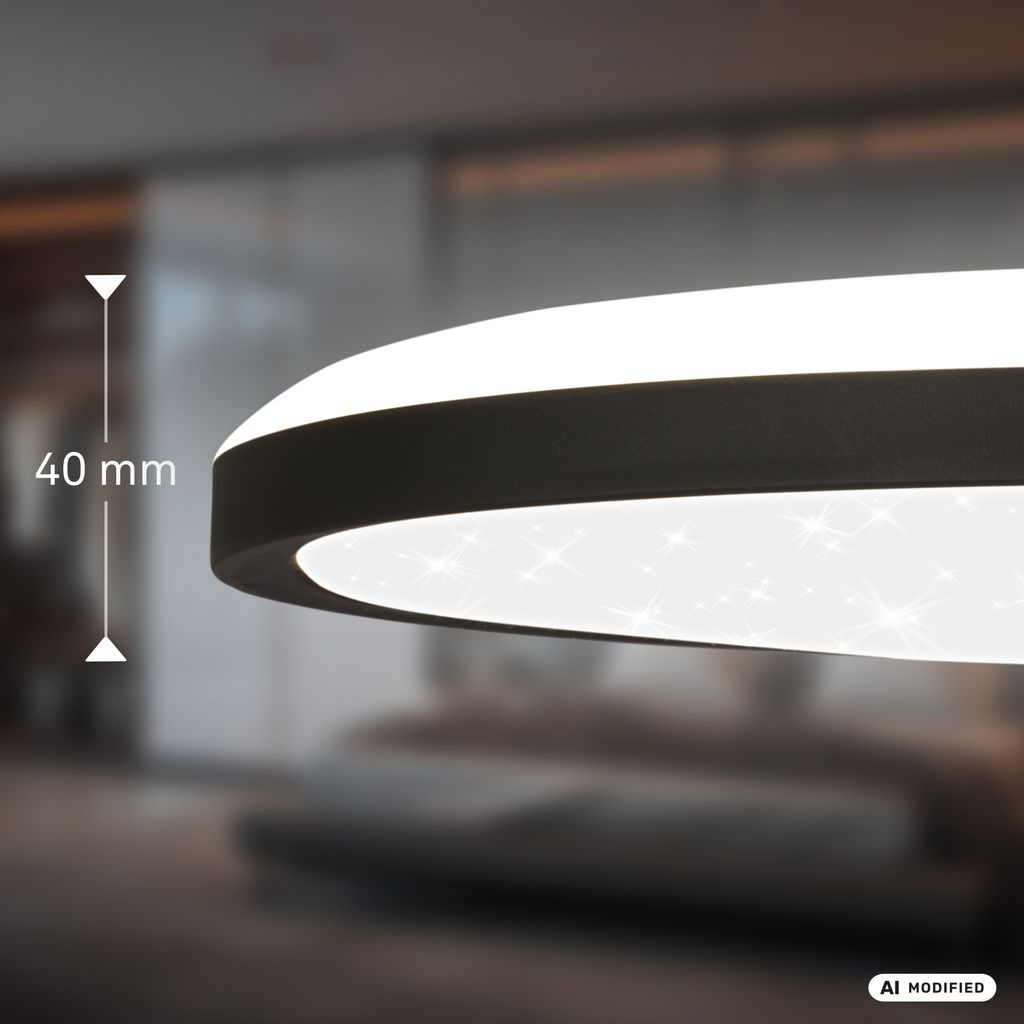Slim LED Panel Ø29,3 cm - 18W, 2400lm, Sternenhimmel, Neutralweiß, Schwarz
