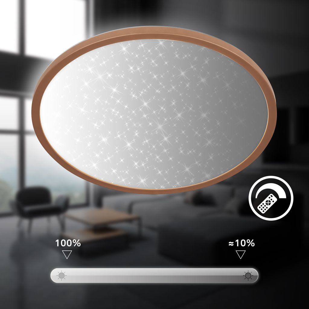 Slim LED Panel Ø37,5 cm - 22W, 3000lm, Fernbedienung, Dimmbar, Coffee