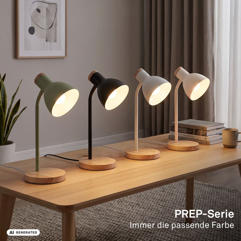 Prep Tischlampe - mit Schalter, E14 Fassung, max. 10W, Schwarz-Holz