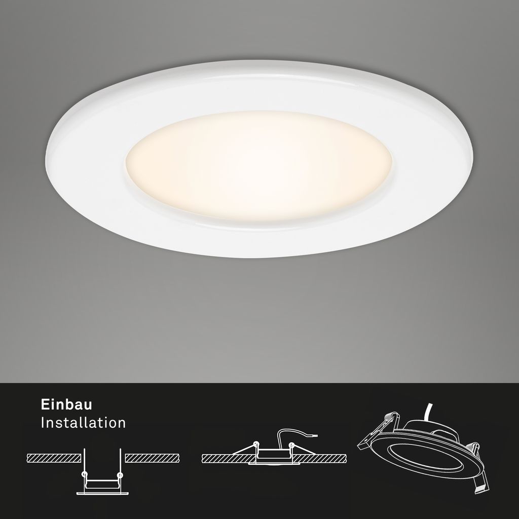 LED Einbauleuchten Ultraflach 3er Set 6 W IP44 Weiß Ø11.5cm Kunststoff Briloner 6