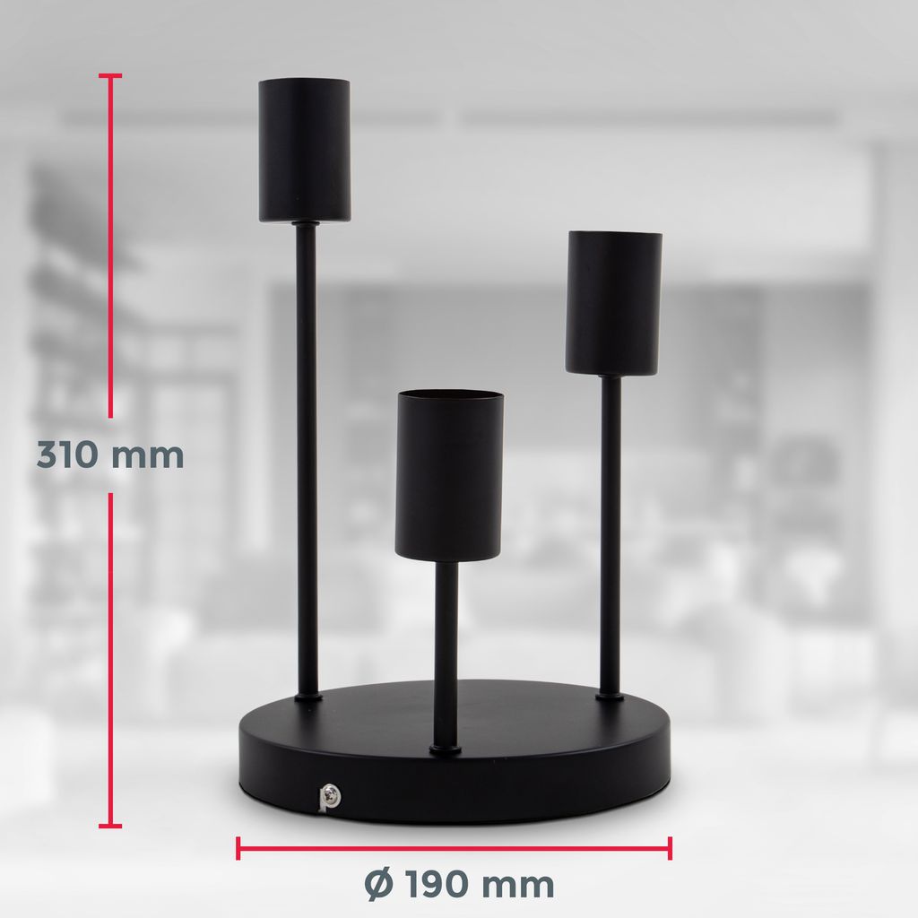 Deckenlampe Ø19 cm - E27 Fassung, 3-flammig, retro, schwarz