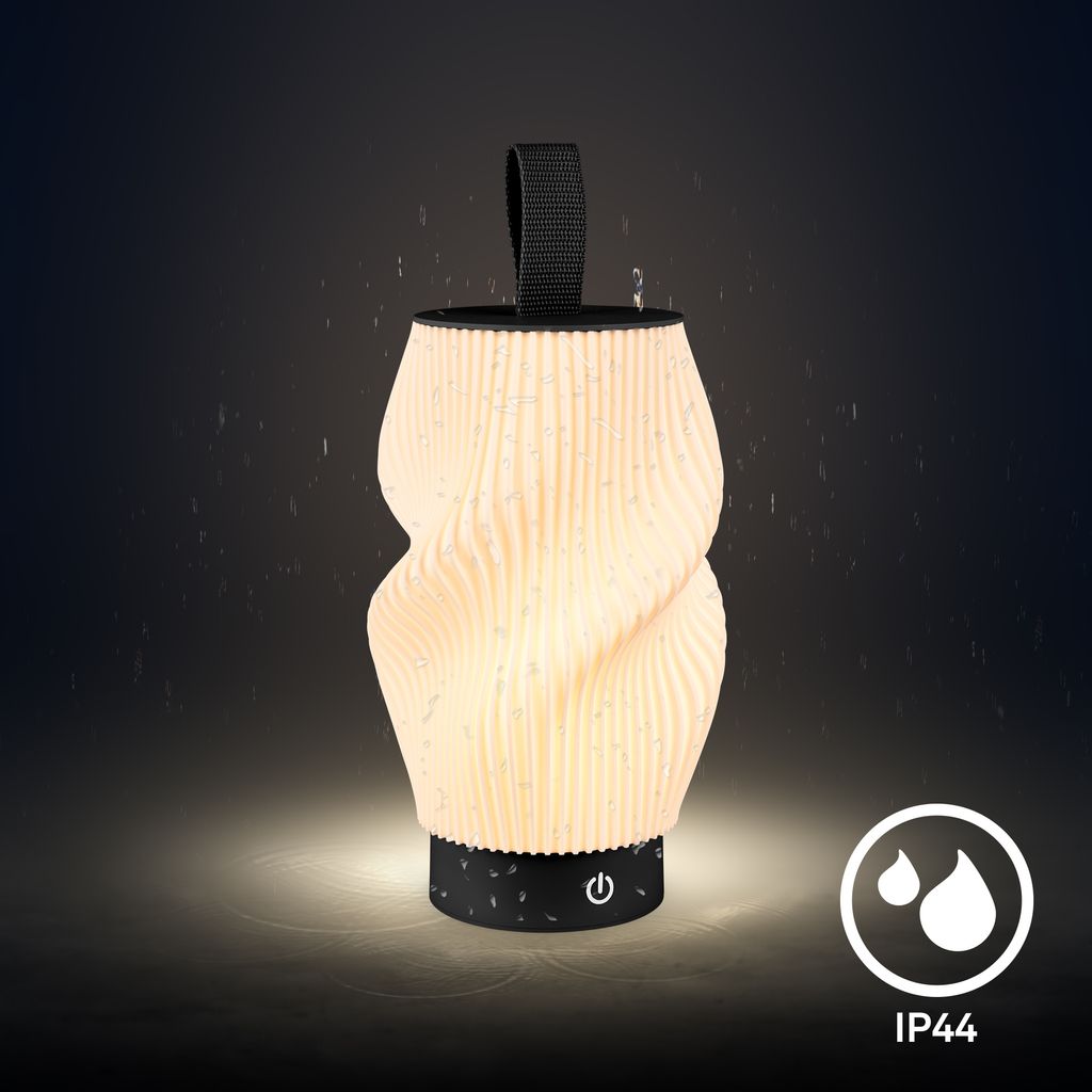 Tubi Tischleuchte - 2W, 150lm, Akku, LED, Touch, Dimmbar, 3D-Druck, Schwarz