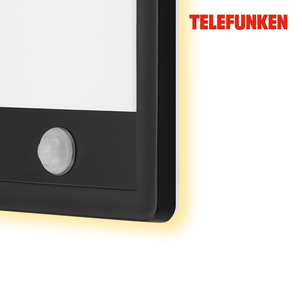 Sensore a LED Telefunken Lampada da parete da esterno, 28 cm, 16 W, nero