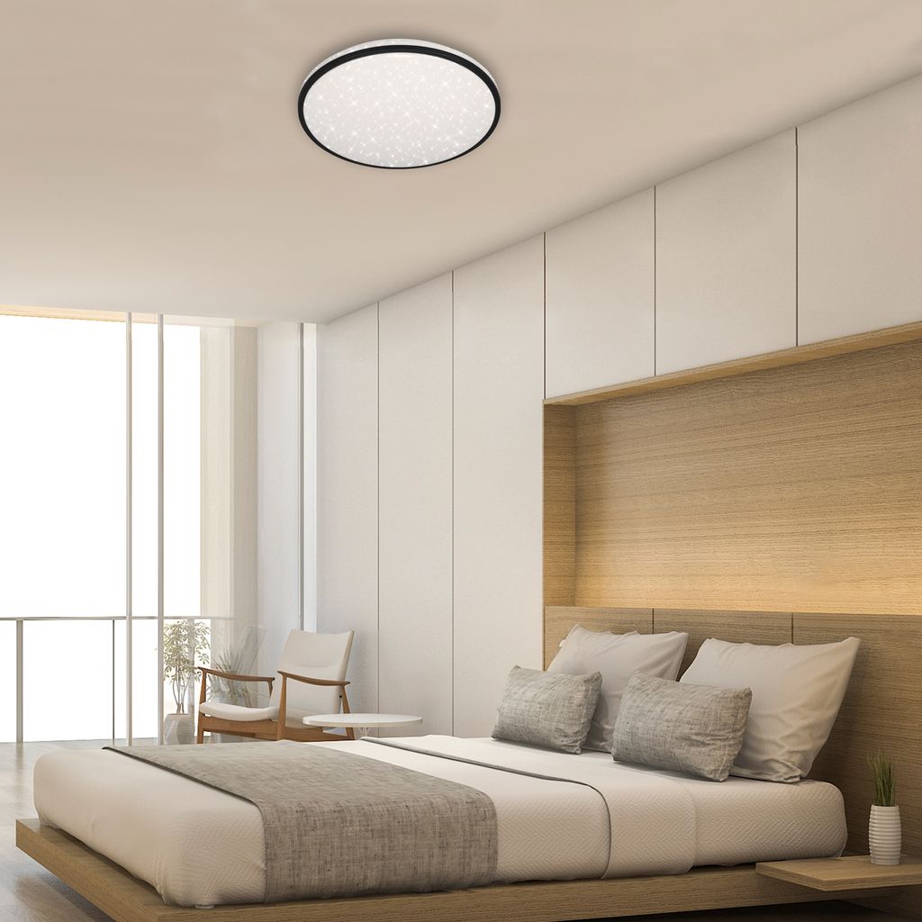 LED Deckenleuchte Dimmbar CCT Fernbedienung Sternendekor 48 W schwarz Briloner 2