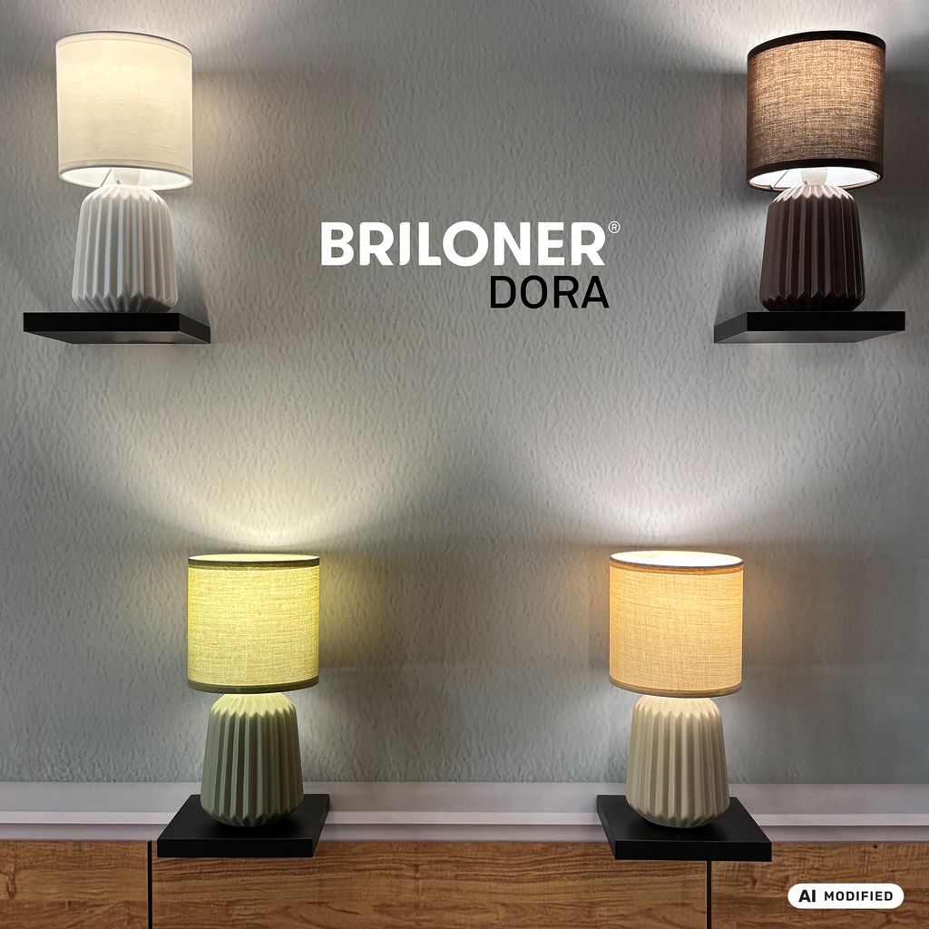 Dora Tischlampe - mit Schalter, Keramik, E14 Fassung, Beige