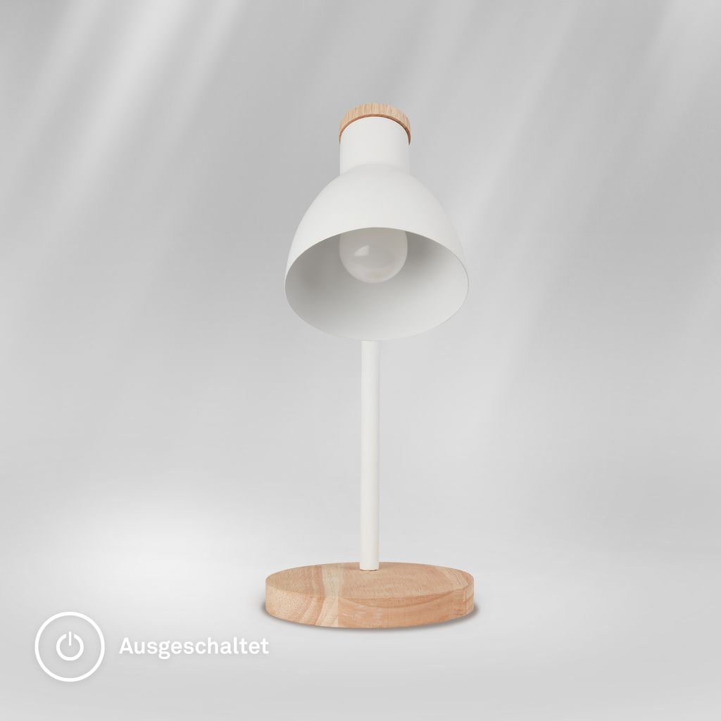 Prep Tischlampe - mit Schalter, E14 Fassung, max. 10W, Weiß-Holz