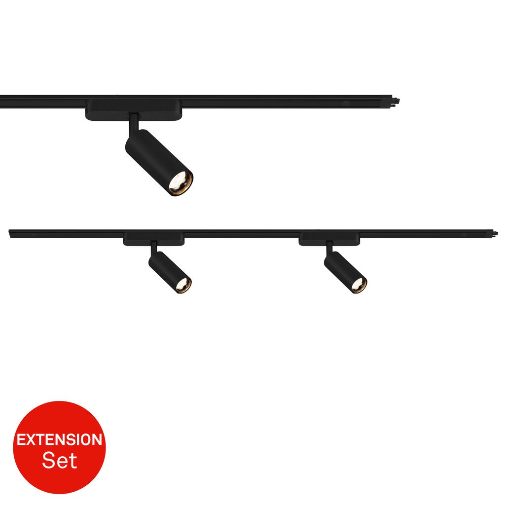 Briloner Luxtrail Schienensystem. Erweiterungsset. 2x LED Spots. Schwenkbar. Erweiterbar. Schwarz. 1 m 0