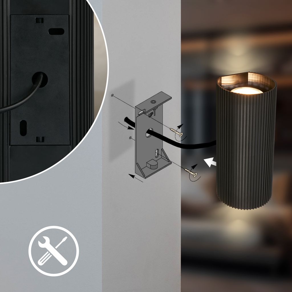 Ida Wandleuchte - Up/Downlight, GU10 Fassung, max. 9W, Schwarz